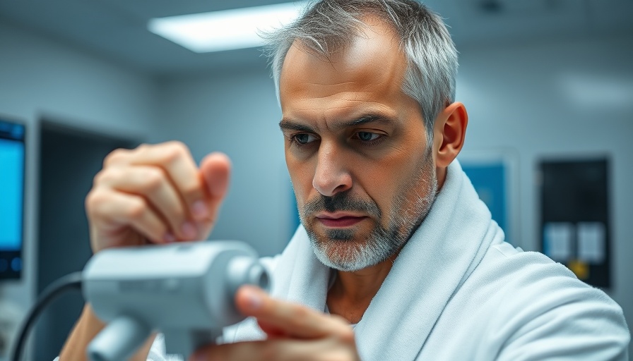 Middle-aged man engaged in alternative health practice, longevity movement concept.