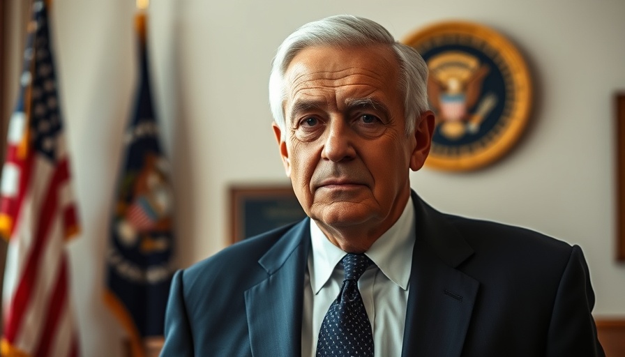 Professional older man in formal attire with flags, alternative health care options Muskegon.