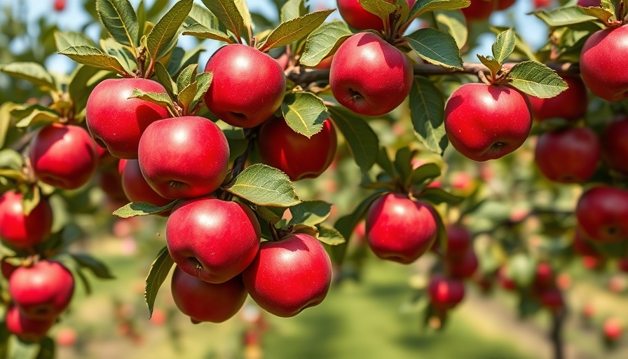Vivid apple tree with ripe apples in a serene orchard, perfect for fruit tree care tips.
