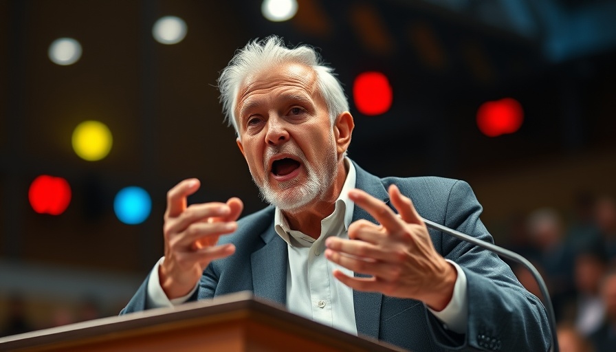 Elderly man speaking on Social Security changes at a podium.
