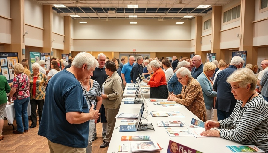 Senior citizens health fair in Mount Vernon with attendees engaging at various booths.