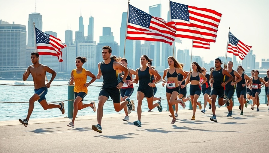 Navy SEAL training exercise with American flags along a waterfront.