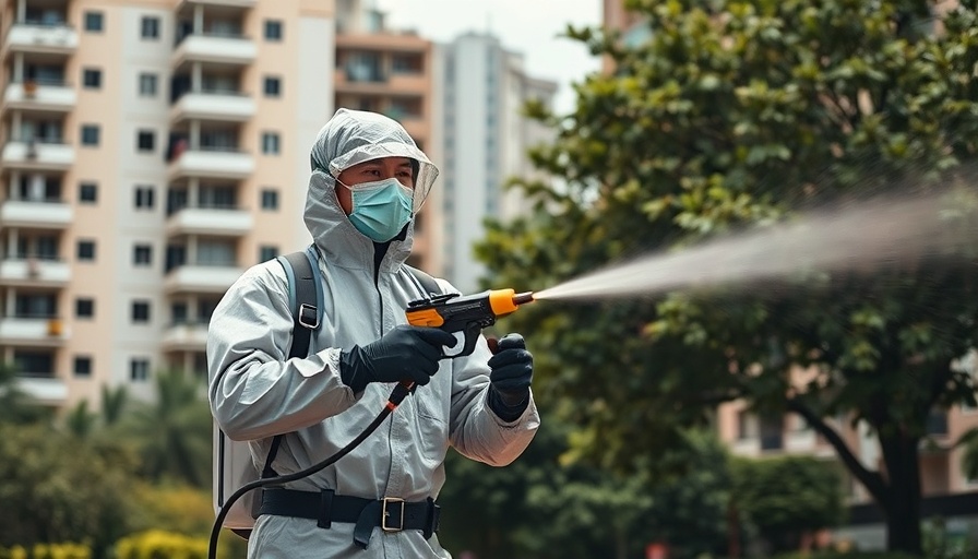 Risk of chikungunya virus Hong Kong: person spraying disinfectant