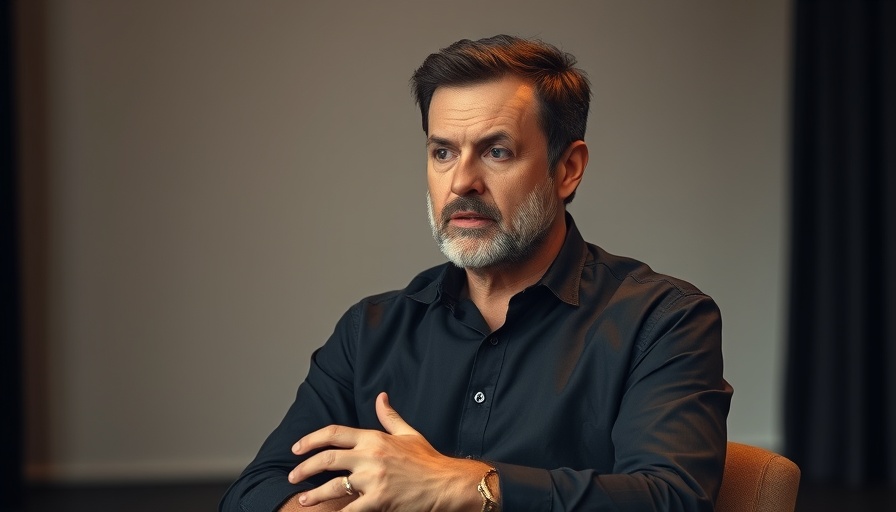 Middle-aged man engaging in thoughtful discussion on stage, long-lasting focus and motivation for seniors.