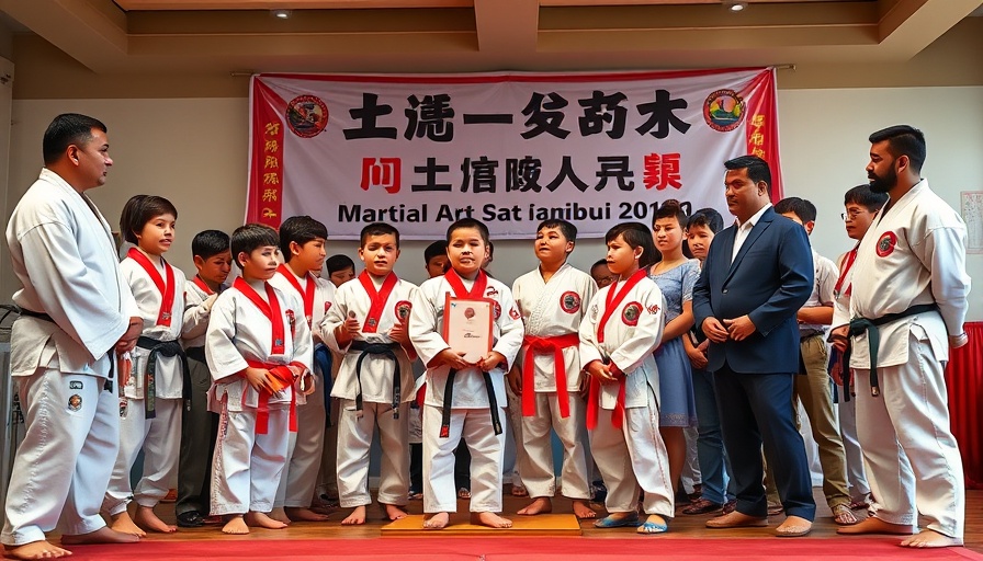 Martial arts class awards ceremony in Gurnee, vibrant indoor scene.