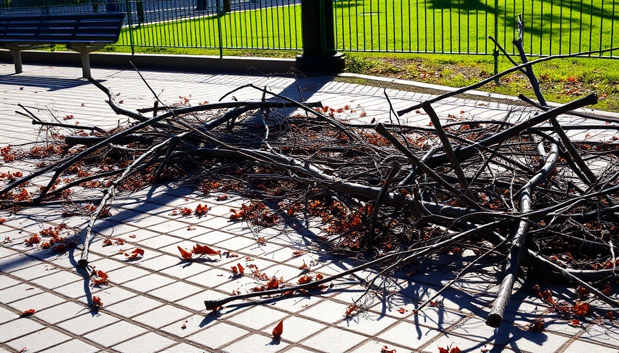 Tree safety incident at Charles Campbell College showing fallen branches.
