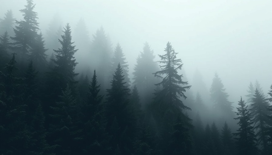 Misty forest in Pacific Northwest, evoking mysterious atmosphere.