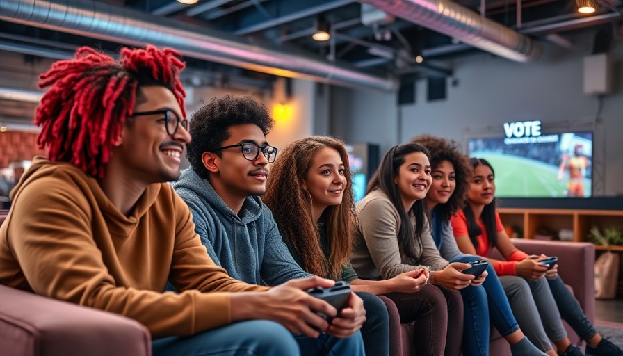 Young people watching a fighting video game in a modern center.