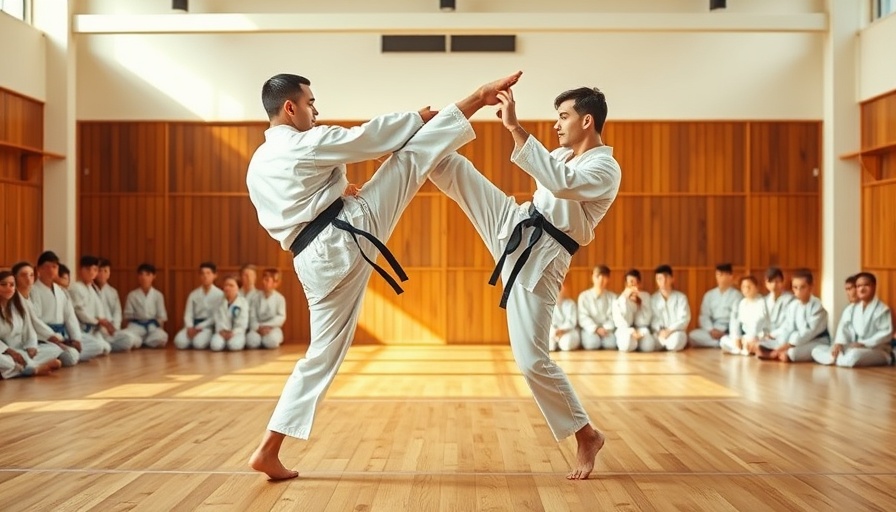 Martial arts class in Gurnee with participants demonstrating moves.