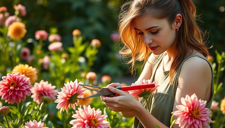 Cut dahlias after flowering in a sunny garden.