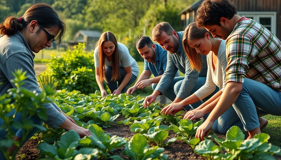 Family enjoying regenerative gardening at home, planting together.