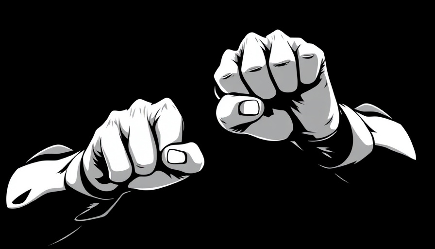 Martial arts training symbol with clenched fists illustration.