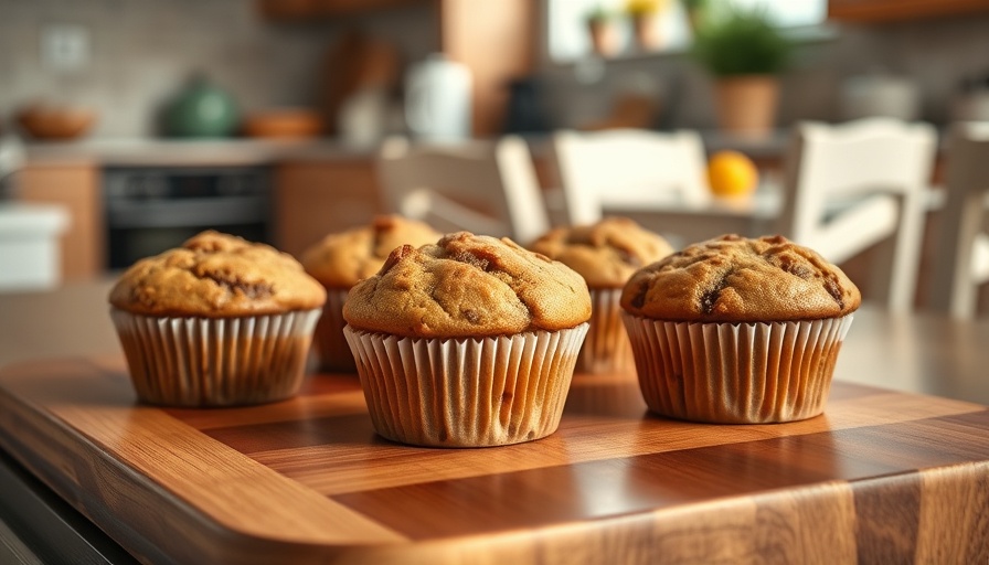 Protein shake muffins for seniors on a wooden board