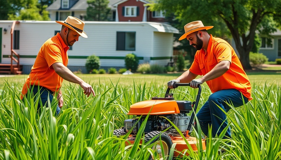 Lawn care services in Shelby MI, workers managing overgrown yard.