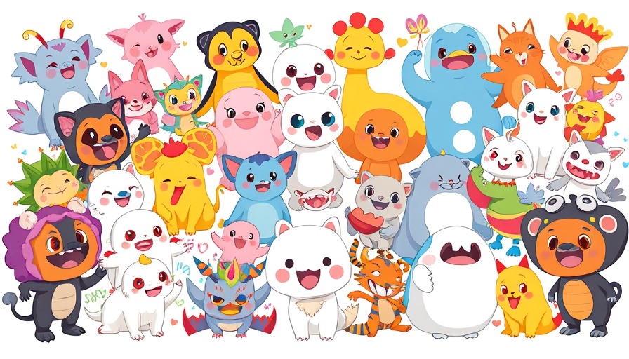 Colorful cartoon creatures illustration in vibrant collage.