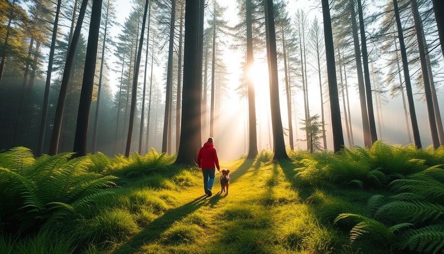 Morning walk in forest for alertness