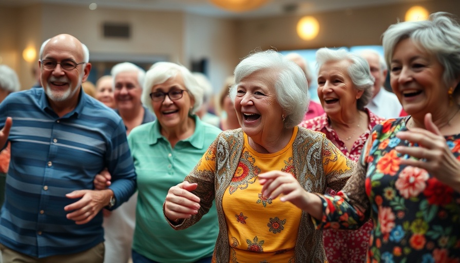 Local senior care Muskegon event with seniors dancing joyfully.