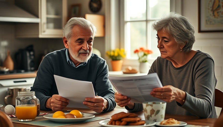 Elderly couple reviewing finances in kitchen; retirement income tax strategies.