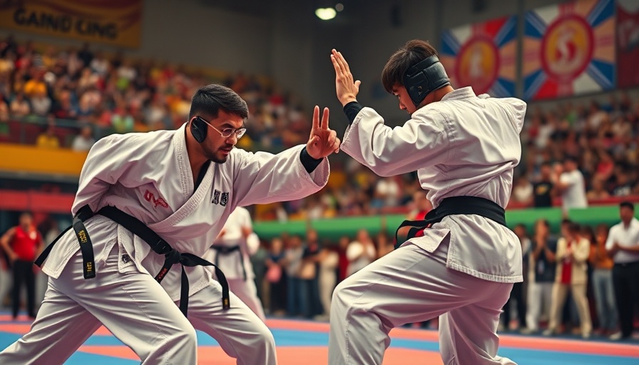 Taekwondo entertainment program in vibrant sports arena with an engaging performance.