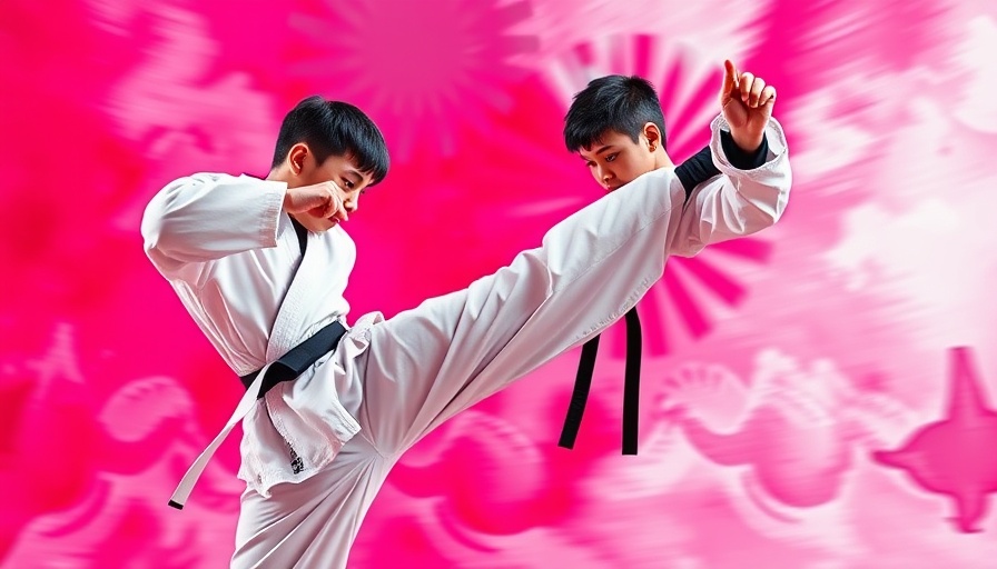Martial arts classes Gurnee high kick action vibrant background