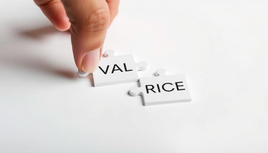 Hand holding puzzle pieces labeled 'VALUE' and 'PRICE', illustrating financial concepts.
