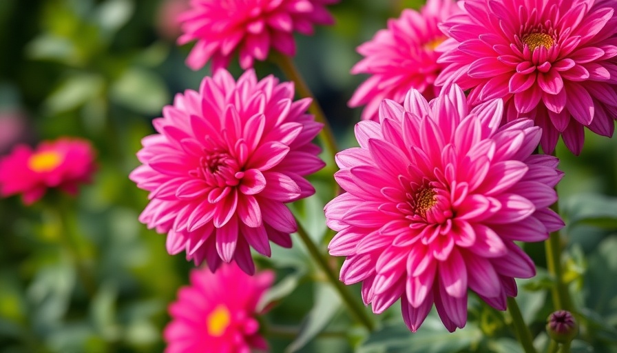 Vibrant pink chrysanthemums blooming beautifully in a garden.