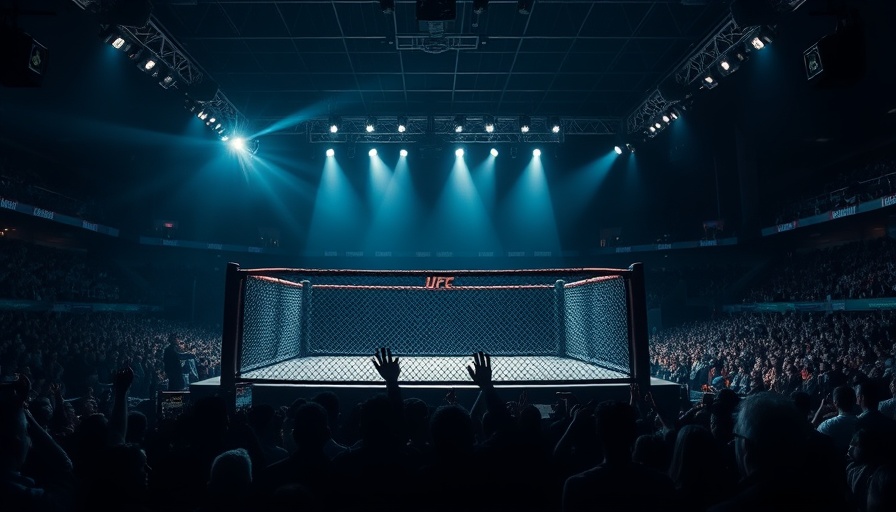 Modern MMA strategies showcased in dynamic, spotlight-lit cage