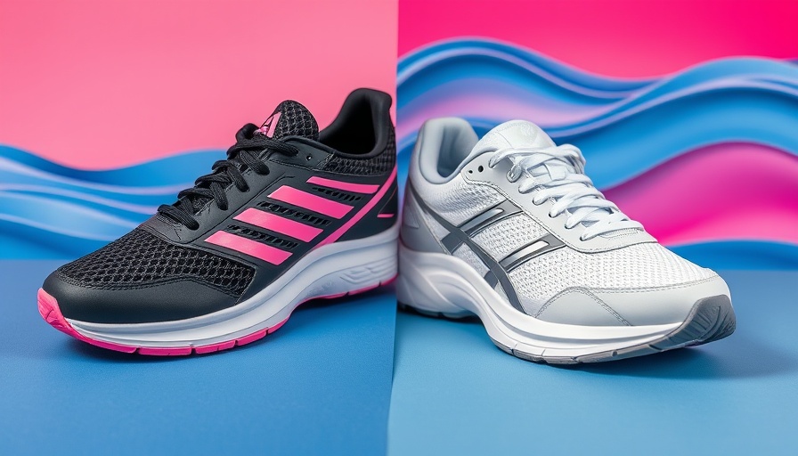 Stylish sneakers on colorful backgrounds for Labor Day Walking Shoe Sales.