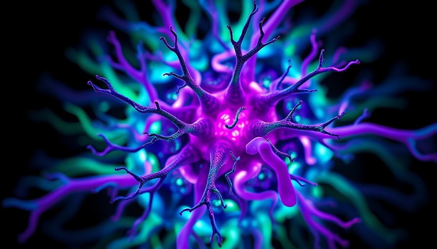 Neon biological structure symbolizing neural activity in bipolar research.