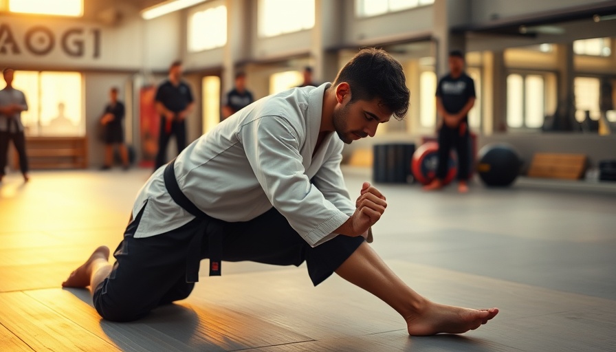 Martial artist stretching in Gurnee martial arts class setting.