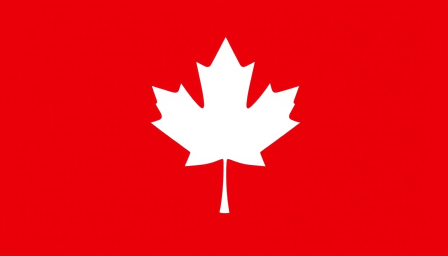 Maple leaf graphic on red background representing fall.