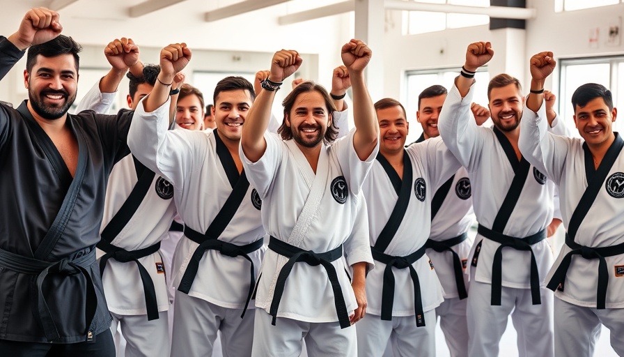 Martial arts group celebrating achievement, five-star reviews Reveal Martial Arts Southlake North Fort Worth.