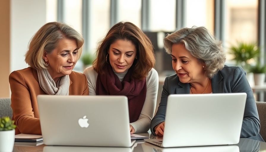 Mature women discussing new healthcare technology in Muskegon