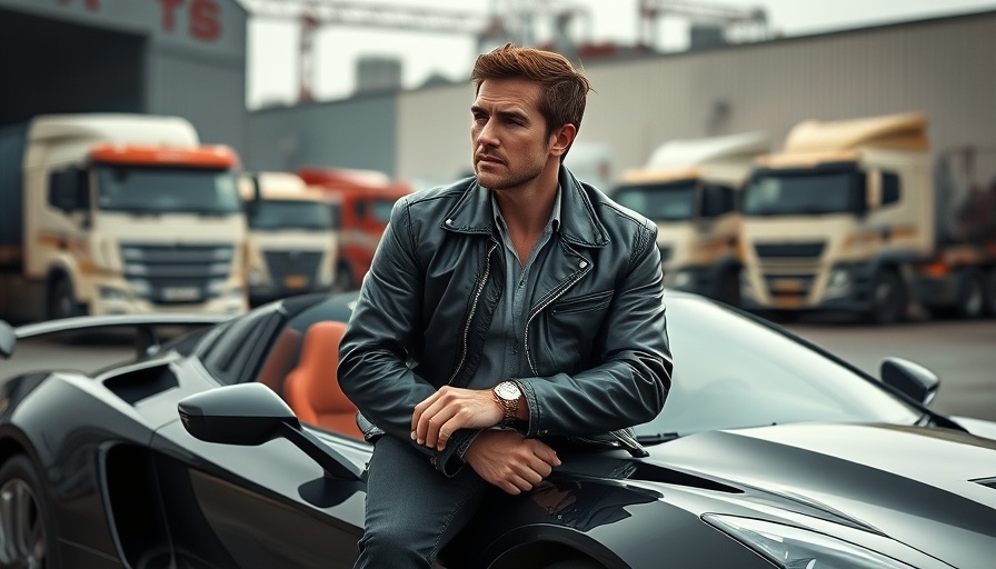 Confident man with sports car for Knight Rider movie revival.