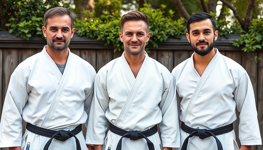 Three men in karate uniforms, standing outdoors, Knight Rider movie revival
