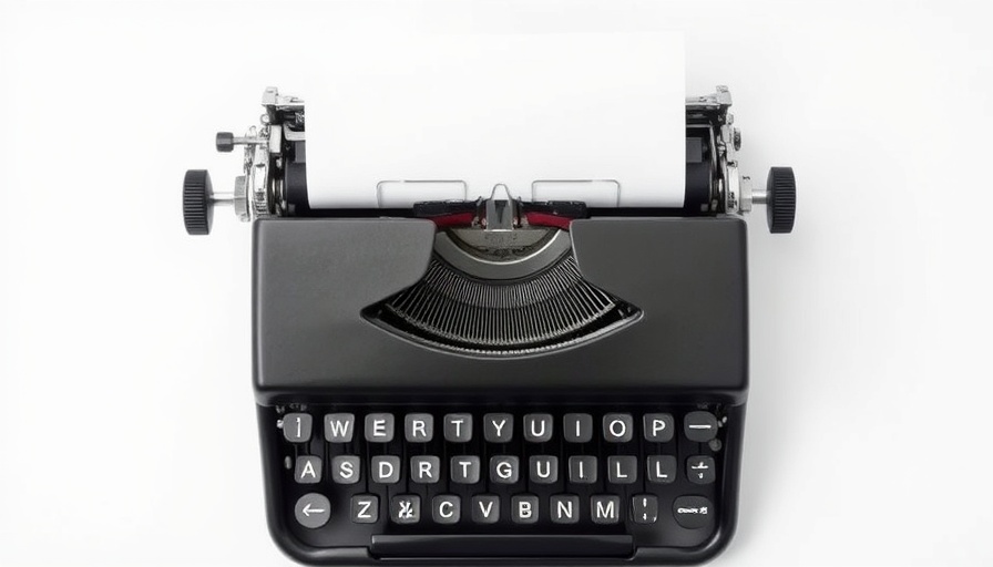 Vintage typewriter with blank paper, Edina Tree Ordinance Revision.