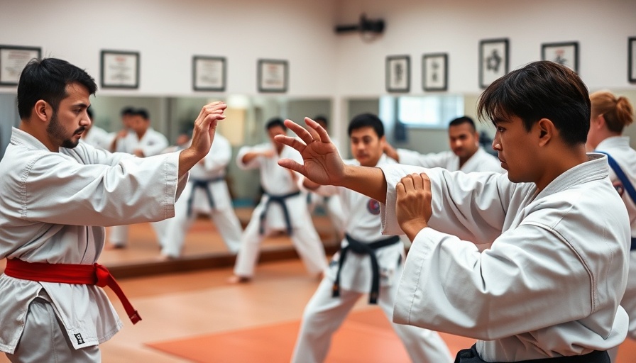 Martial arts class in Gurnee with students practicing kata in a dojo