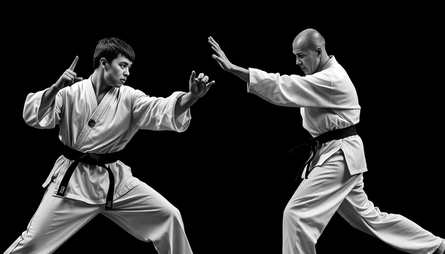 Martial arts experts in action, demonstrating expertise.
