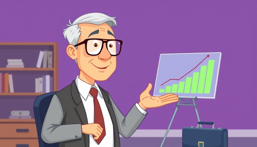 Animated businessman explaining chart, retirement planning strategies