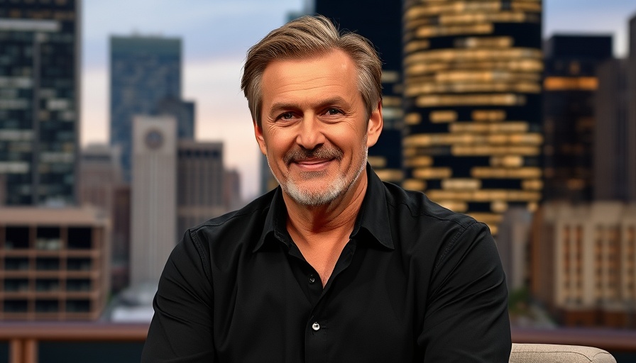 Middle-aged man on talk show set discussing how to boost energy focus for seniors.