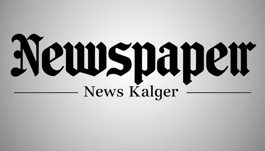 Bold newspaper logo with elegant font on minimalist backdrop.