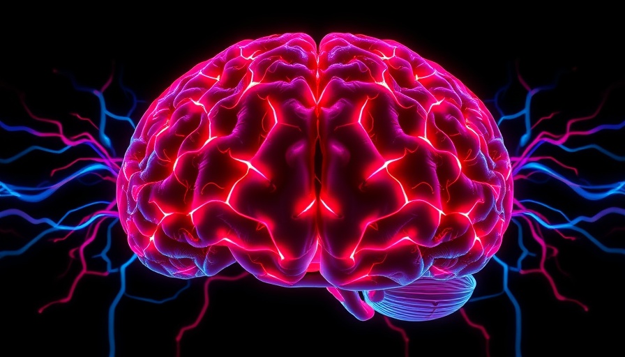 Digital brain illustration with glowing neural pathways, autism proteins maintain striatal asymmetry.