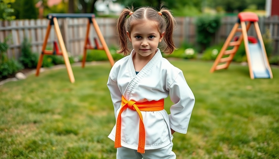 Martial arts classes Gurnee: Young girl in uniform at backyard.