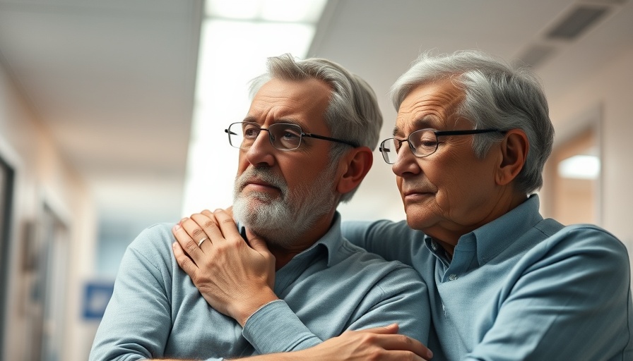 Middle-aged couple in hospital, discussing insurance disputes and elderly healthcare