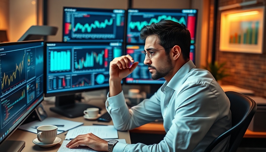 Stressed man analyzing stock charts in dim office, reflecting on CRCL stock decline.