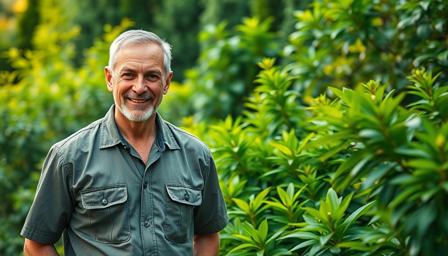 Smiling man in greenery symbolizing leadership changes in the green industry.
