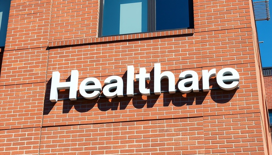 Healthcare logo on brick building related to Medicare Advantage plans Muskegon.