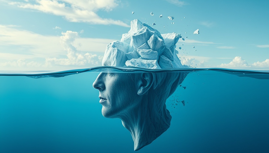 Symbolic iceberg head dissolving; link to air pollution and dementia risk.