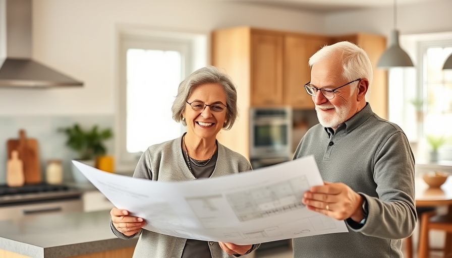 Elderly couple discussing housing plans in a kitchen, highlighting seniors' independent housing options in Muskegon.