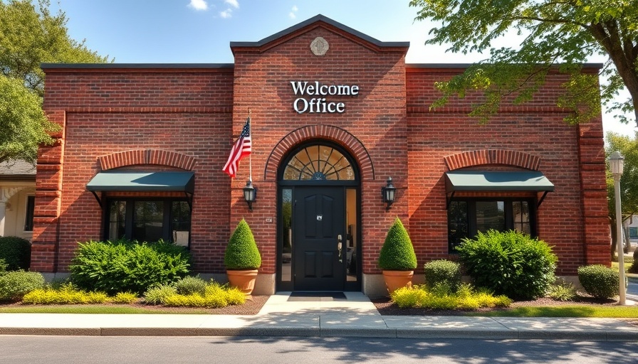 Brick office building entrance symbolizing planning ahead for retirement.